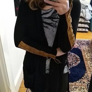 August Silk faux suede sleeve cardigan Small